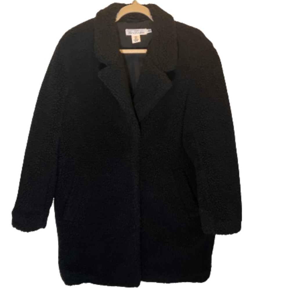 H&M Faux Shearling Black Teddy Bear Coat Jacket XS